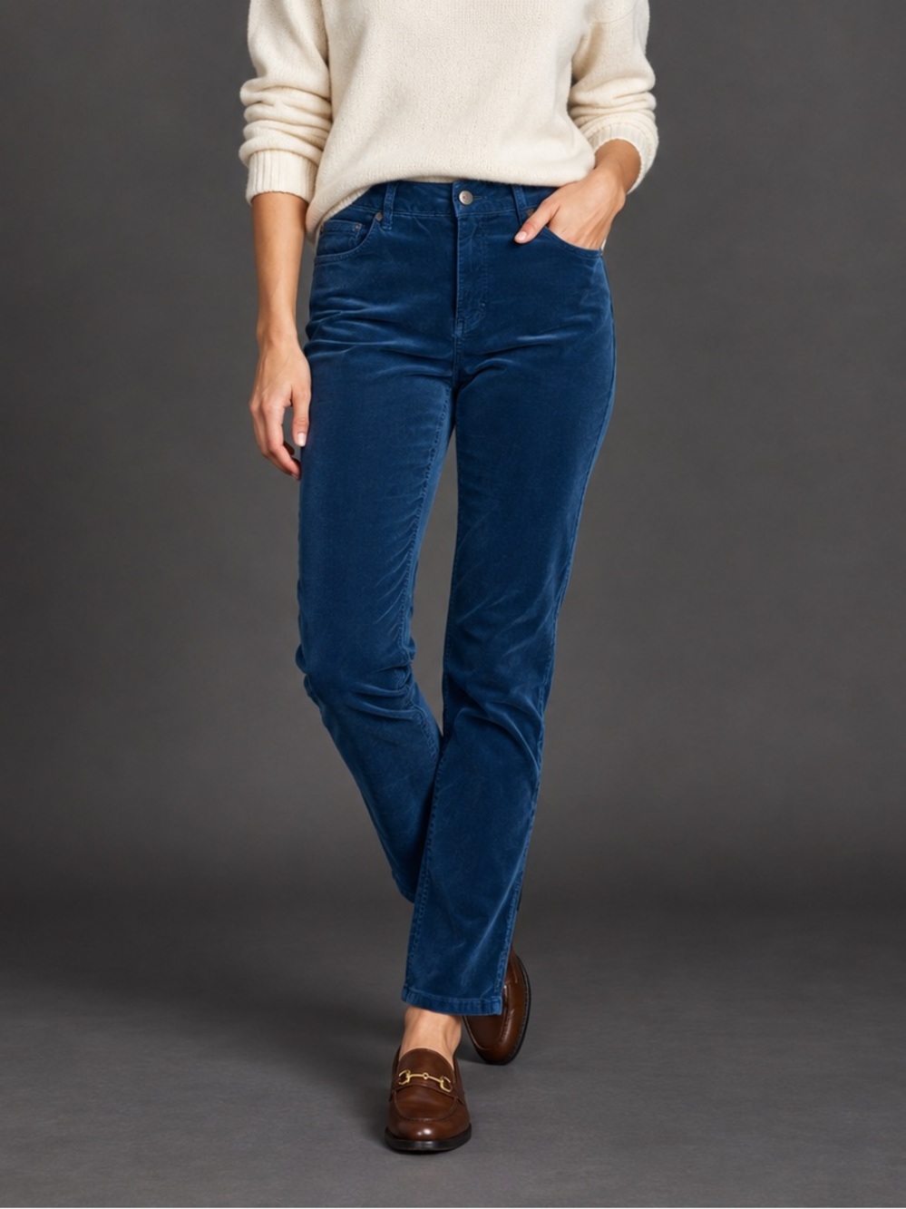 J.McLaughlin Velveteen Slim Straight Pants Deep Teal Blue Size 10 Quiet Luxury